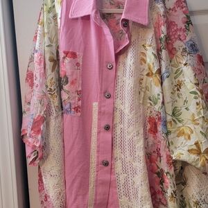 POL Pink Floral Button Down Shirt